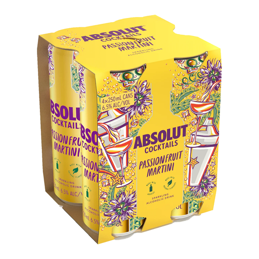 Absolut Cocktails Passionfruit Martini 6.5% 4 Pack 250mL Cans