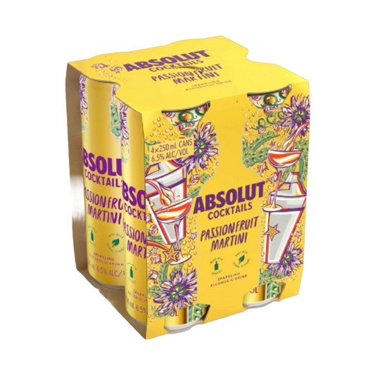 Absolut Cocktails Passionfruit Martini 6.5% 4 Pack 250ml Cans
