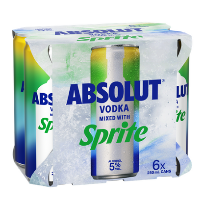 Absolut & Sprite 6 Pack 250mL Cans (HO-BS)