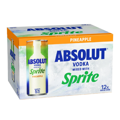 Absolut & Sprite Pineaple 12 Pack 250mL Cans (S-OOS) Back May