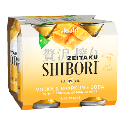 Shibori Vodka, Soda Mango 4 Pack 330mL Cans