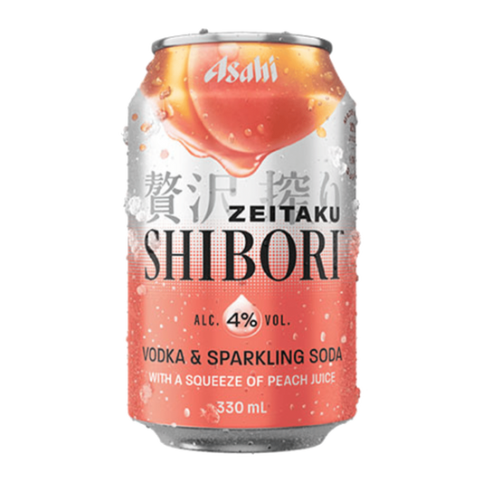 Shibori Vodka, Soda Peach 4 Pack 330mL Cans (tlt-eol)