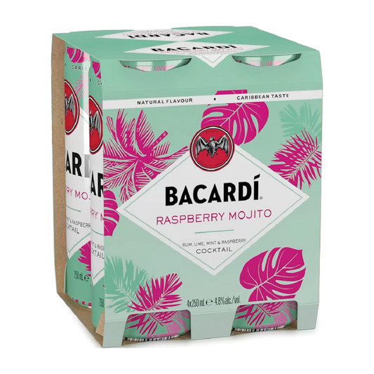 Bacardi Raspberry Mojito 4 Pack 250ml Cans