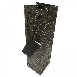 Gift Wine Bag - Black and Gold Dots