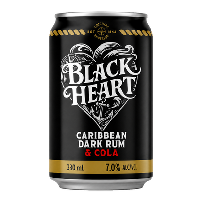 Black Heart Rum & Cola 7% 6 Pack 330mL Cans