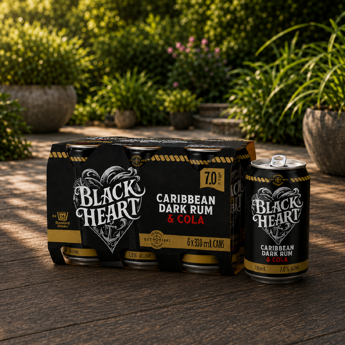 Black Heart Rum & Cola 7% 6 Pack 330mL Cans