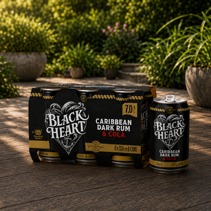 Black Heart Rum & Cola 7% 6 Pack 330mL Cans