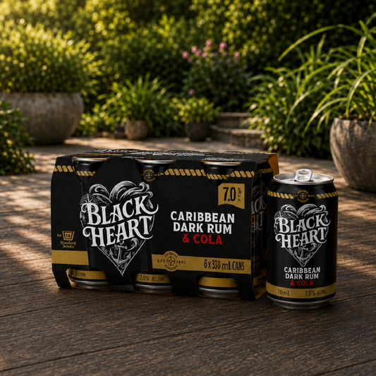 Black Heart Rum & Cola 7% 6 Pack 330ml Cans (New)