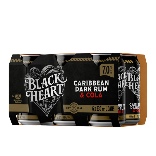 Black Heart Rum & Cola 7% 6 Pack 330ml Cans (New)