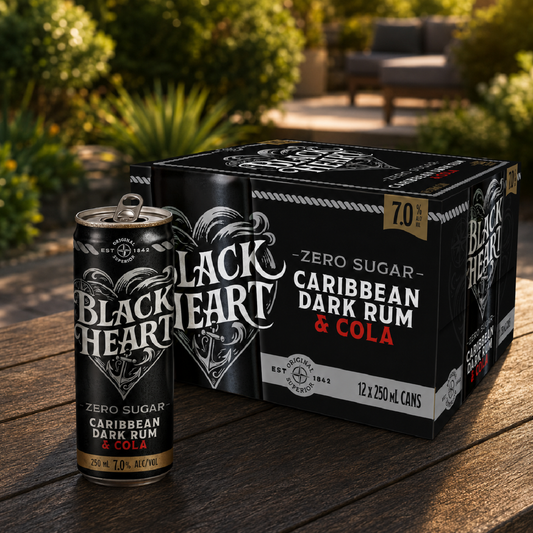 Black Heart Rum & Zero Cola 7% 12 Pack Cans (New)