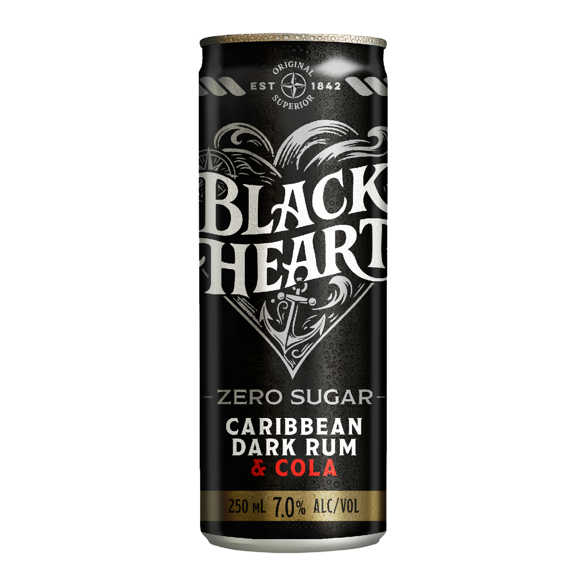 Black Heart Rum & Zero Cola 7% 12 Pack Cans (New)