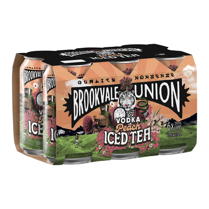 . Brookvale Union Vodka & Peach Iced Tea 4% 6 Pack 330ml Cans (New) (Due Early June)