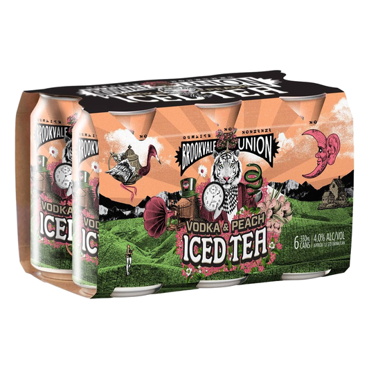 . Brookvale Union Vodka & Peach Iced Tea 4% 6 Pack 330ml Cans (New) (Due Early June)