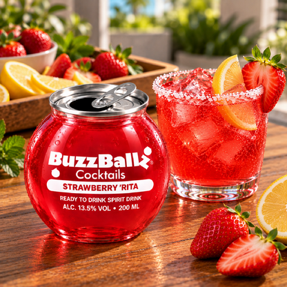 BuzzBallz Cocktails 13.5%  Strawberry Rita 200mL