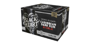 .  Black Heart Rum & Zerto Cola  7% 12 Pack Cans (New) (Due 1st Week September)