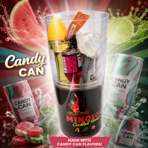 .  Cocktail Tube with Candy Can Mixing Drink,  Jello Shots, Straws, Cups, Lollies & Mini Alocholic Bottles (Makes 2 Alcoholic Cocktails) (New-TLT)