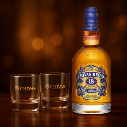 Chivas Regal 700mL 18 Year Old with 2 Glasses (New)
