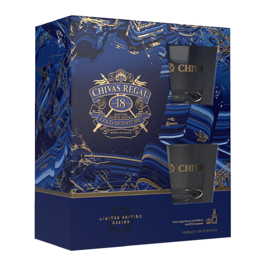 Chivas Regal 700mL 18 Year Old with 2 Glasses (New)