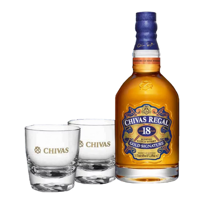 Chivas Regal 700mL 18 Year Old with 2 Glasses (New)