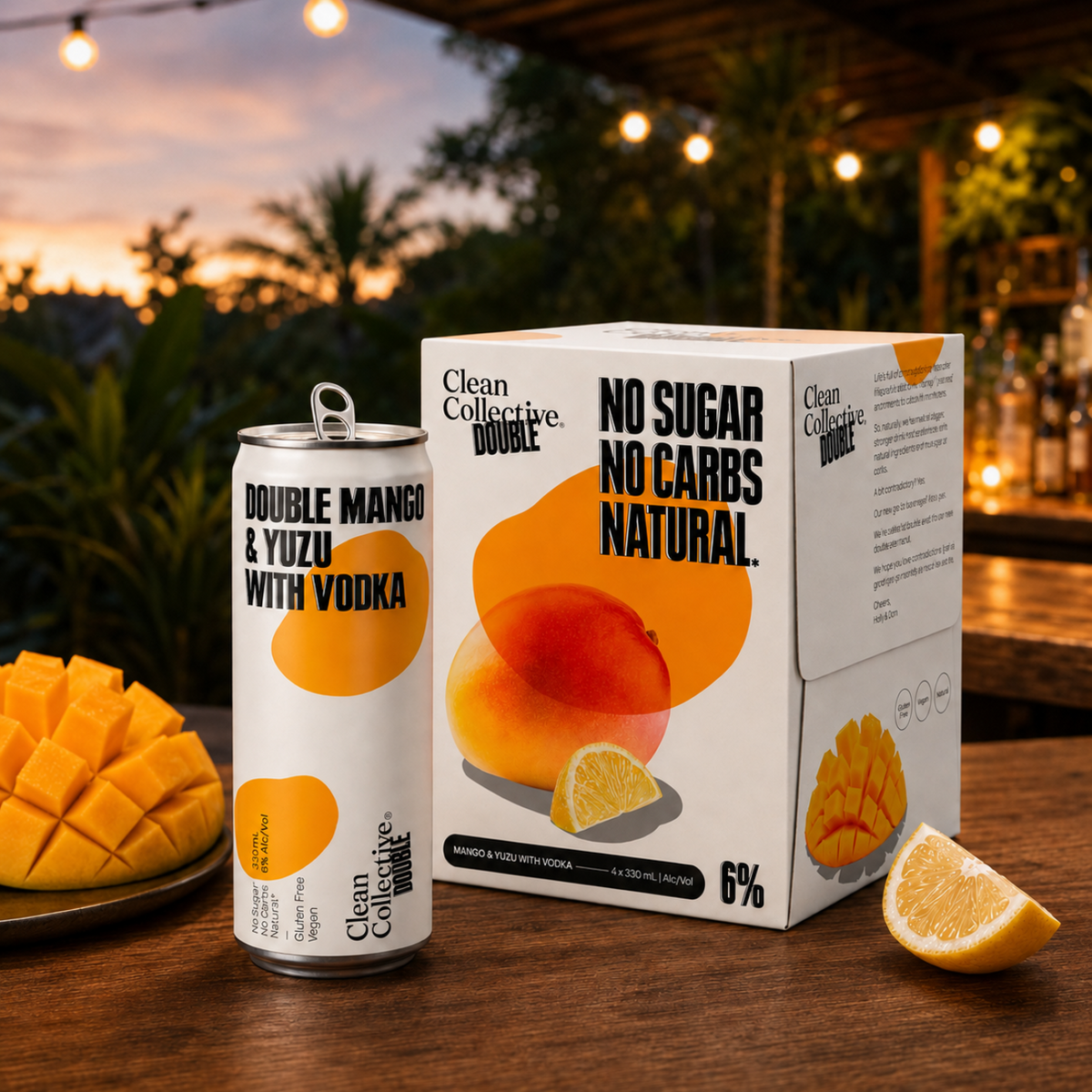 Clean Collective Double Mango Yuzu Vodka 6% 4 Pack 330mL Cans (New)