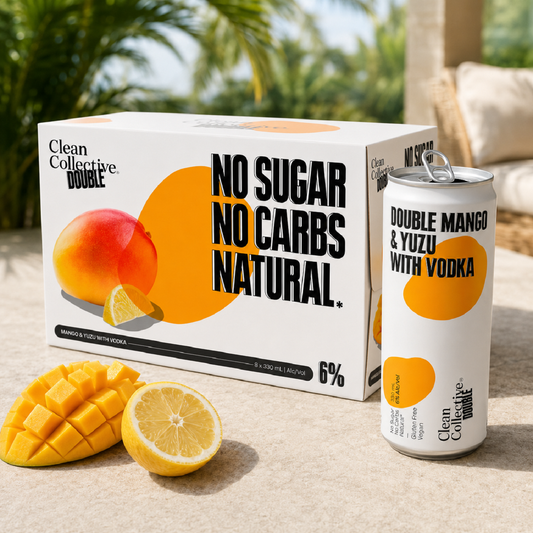 Clean Collective Double Mango Yuzu Vodka 6% 8 Pack 330mL Cans (New) - (HO-BS)