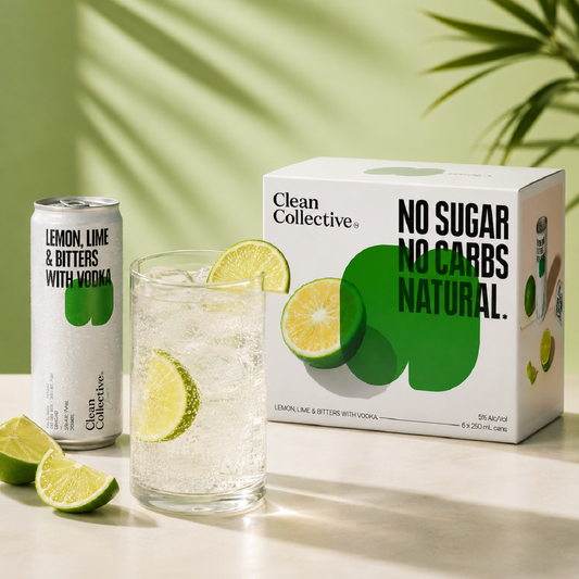 Clean Collective Lemon Lime & Bitters Vodka 5% 6 Pack 250mL Cans (New)