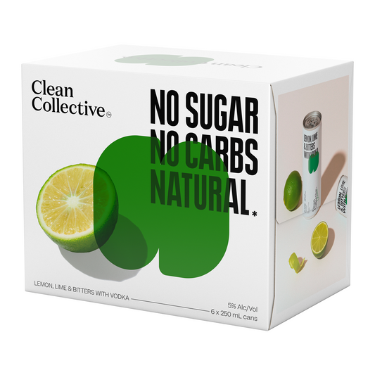 Clean Collective Lemon Lime & Bitters Vodka 5% 6 Pack 250mL Cans (New) - (HO-BS) - Hybrid