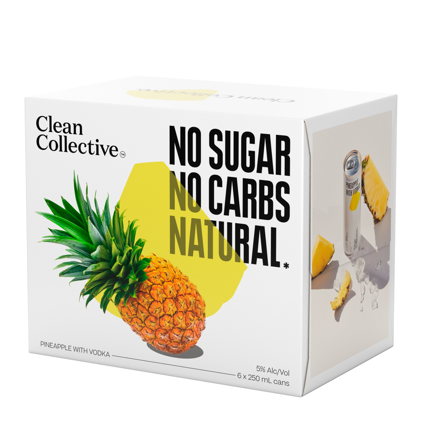 Clean Collective Pineapple Vodka 5% 6 Pack 250mL Cans (New) (HO-BS) Hybrid