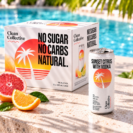 Clean Collective Sunset Citrus 5% 12 Pack 250mL Cans (New) - (HO-BS)