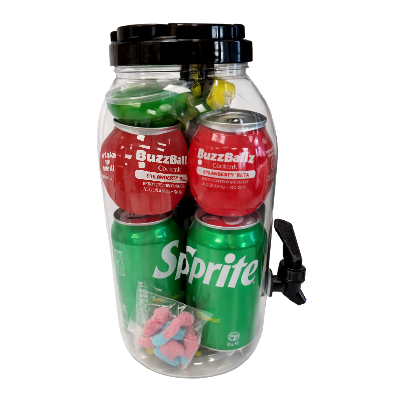 Cocktail Bucket with BuzzBallz, Jello Shots, Popping Candy & Mixing Drinks (Makes 4 Alcoholic Cocktails) (TLT-MS)