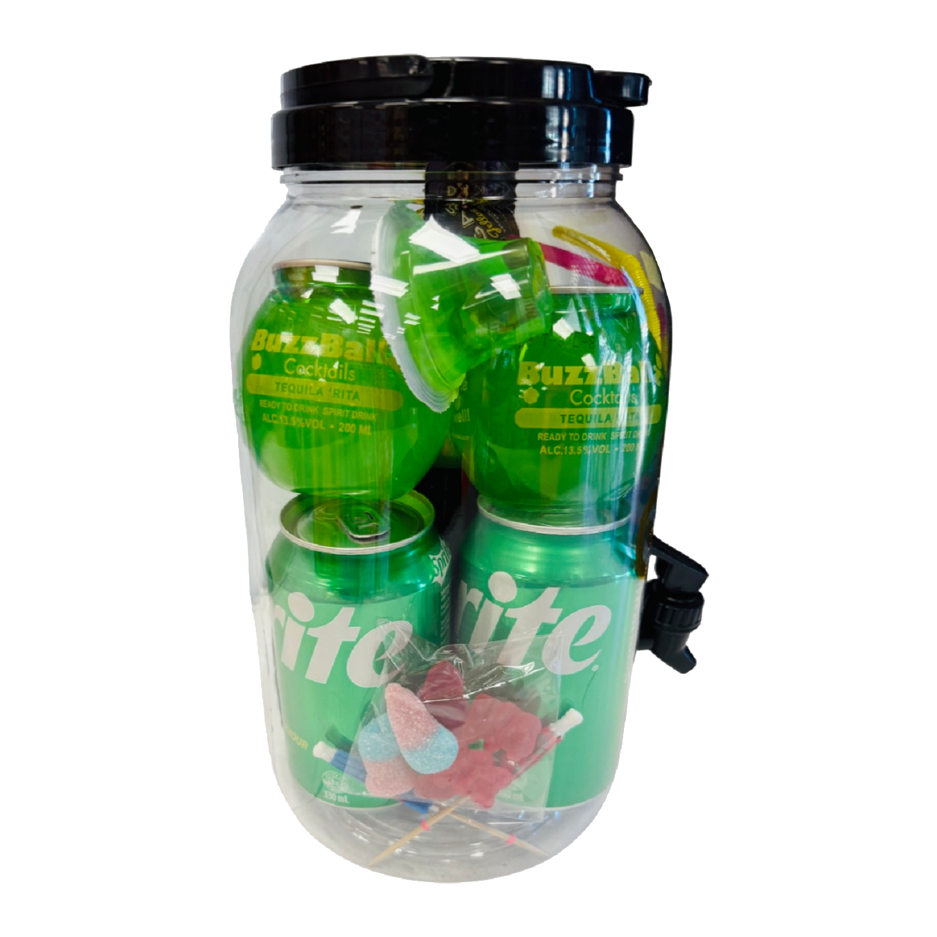 Cocktail Bucket with BuzzBallz, Jello Shots, Popping Candy & Mixing Drinks (Makes 4 Alcoholic Cocktails) (TLT-MS)