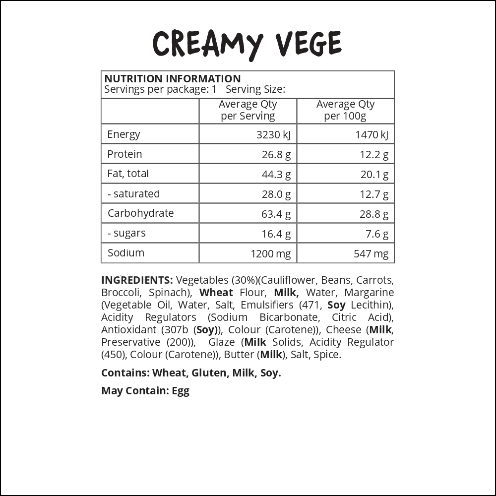 Pie | Premuim Creamy Vegetarian Pie (New) (Pickup only)