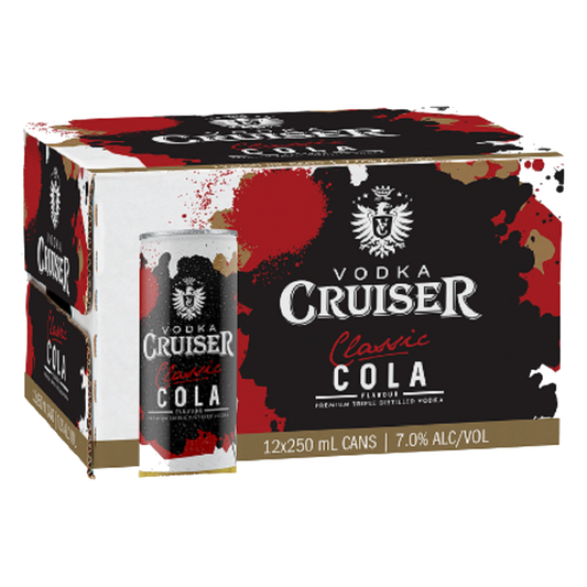 Cruiser Vodka 7% Classic Cola 12 Pack 250mL Cans (New)