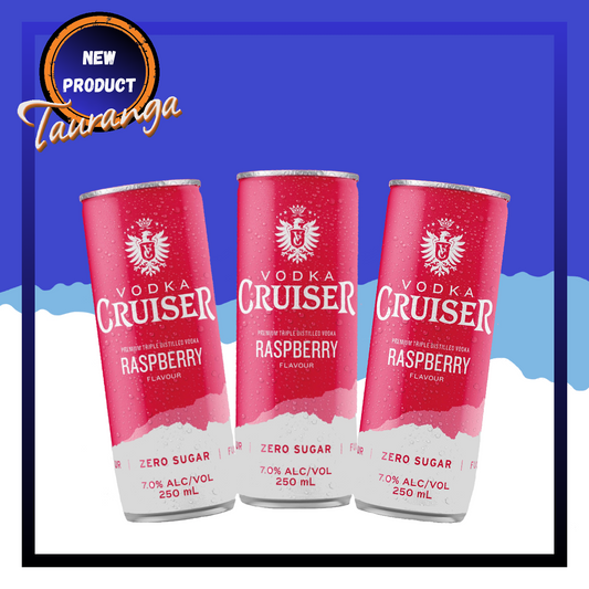 Cruiser Vodka 7% Raspberry Zero Sugar 12 Pack 250mL Cans (New)