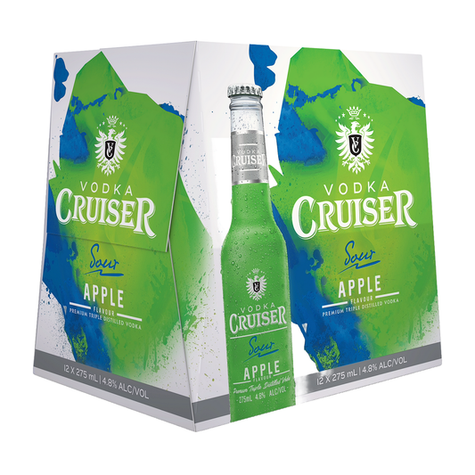 Cruiser Vodka Sour Apple 4.8% 12 Pack 275ml Bottles - Thirsty Liquor Tauranga