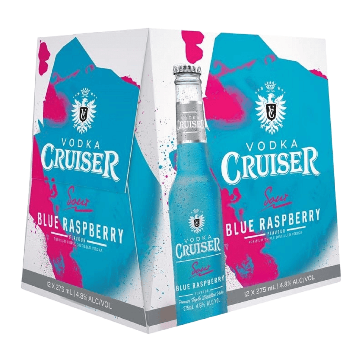 Cruiser Double Raspberry Cruiser Vodka 4.8% Sour Blue Raspberry 12 Pack 275mL Bottles – Thirsty ...