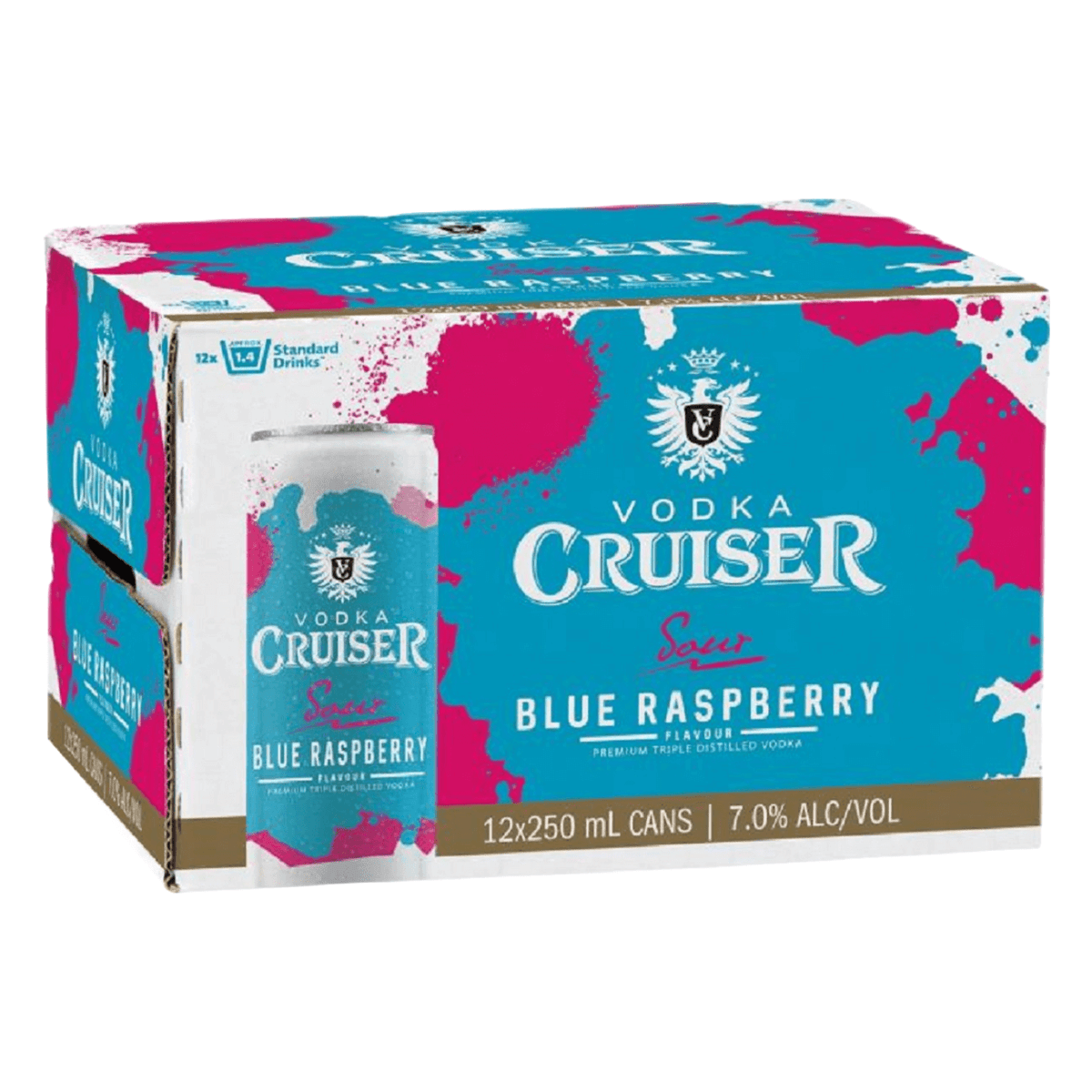 Cruiser Zero Raspberry Cruiser Vodka 7% Sour Blue Raspberry 12 Pack 250mL Cans – Thirsty ...
