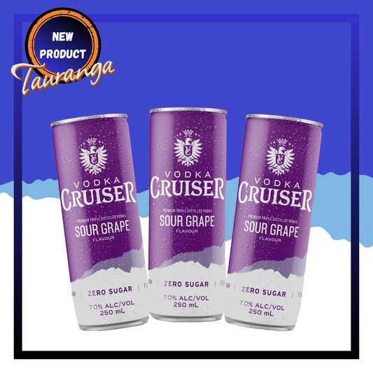 Cruiser Vodka 7% Sour Grape Zero Sugar 12 Pack 250mL Cans (New)