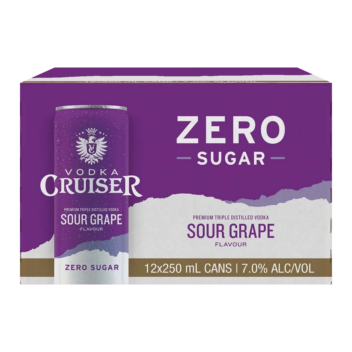 Cruiser Vodka 7% Sour Grape Zero Sugar 12 Pack 250mL Cans