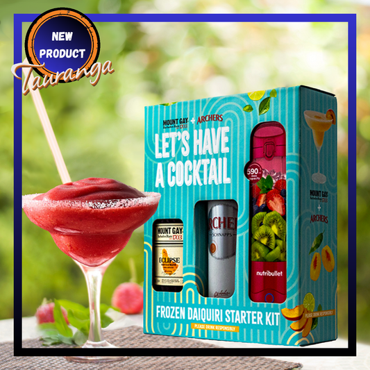 Daiquiri Gift Kit | Archers Peach Schnapps 700mL + Mount Gay Rum 700mL + Nutri Bullet Portable Blender (New)