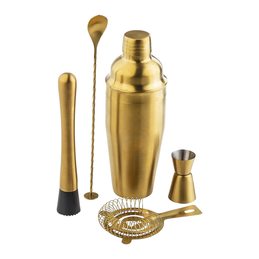 Deluxe Cocktail Shaker Gold 5 Pieces (New)