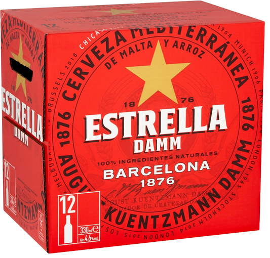 Estrella Damm 12 Pack 330ml Bottles