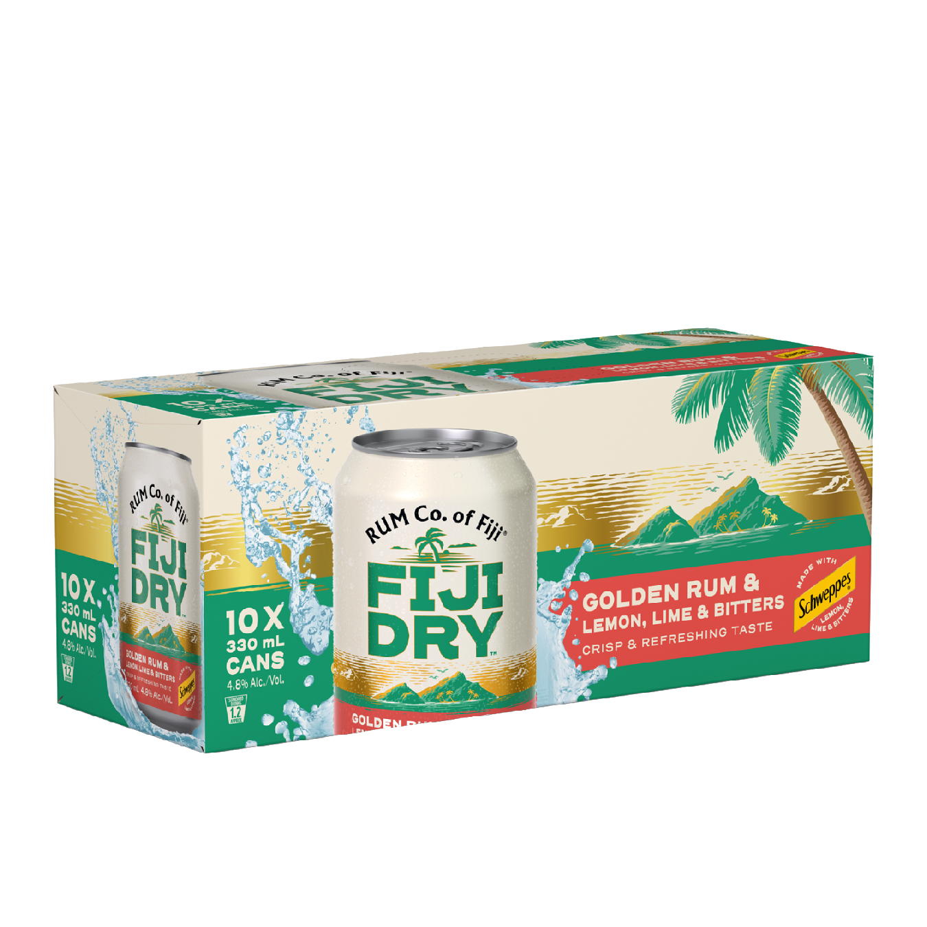 Fiji Dry Rum & Lemon, Lime & Bitters 4.8% 10 Pack 330mL Cans - (TLT-EOL)