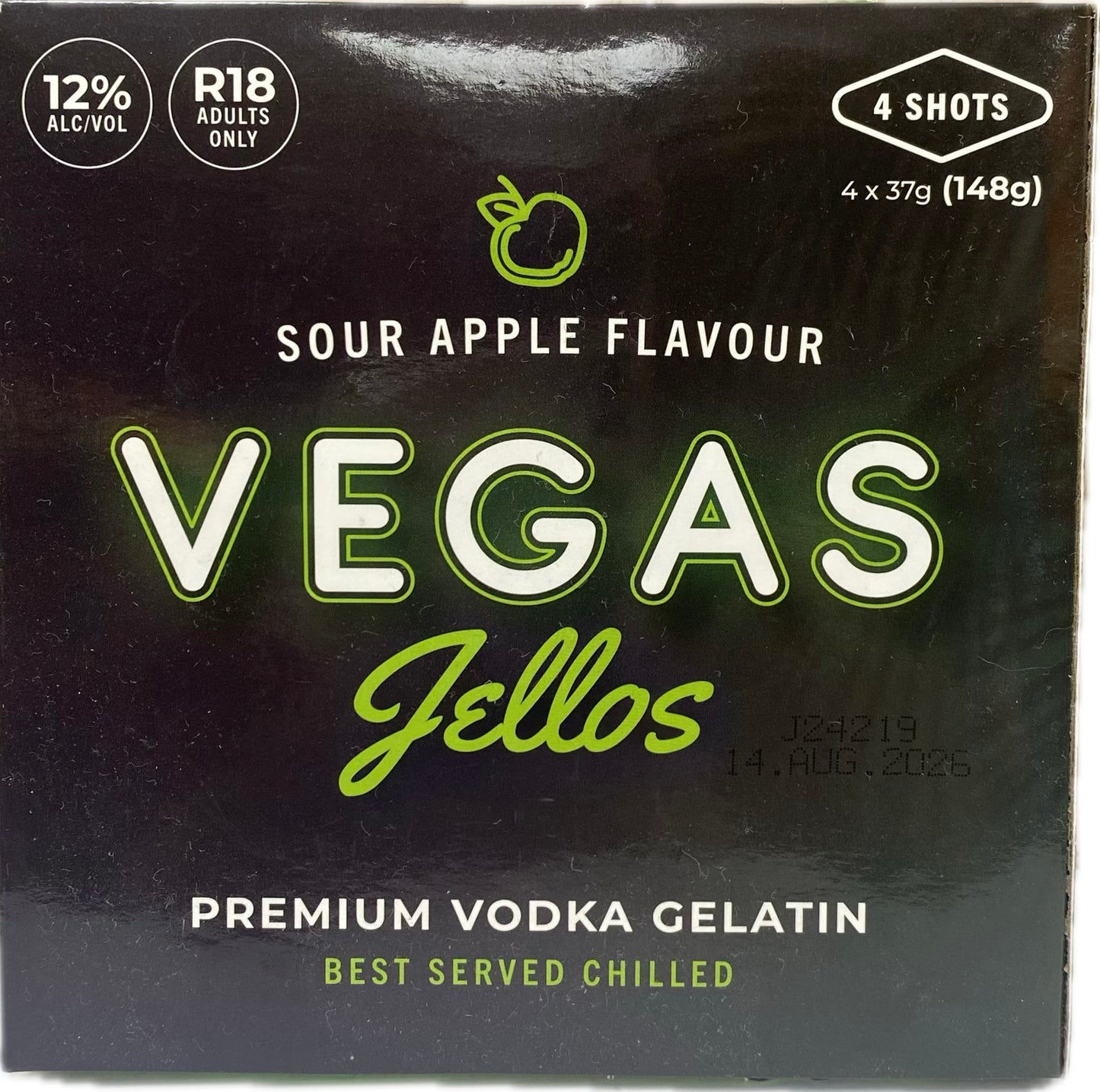 Vegas Jello Shots Sour Apple & Vodka 4 Pack 465mL (ES) (EOFY)