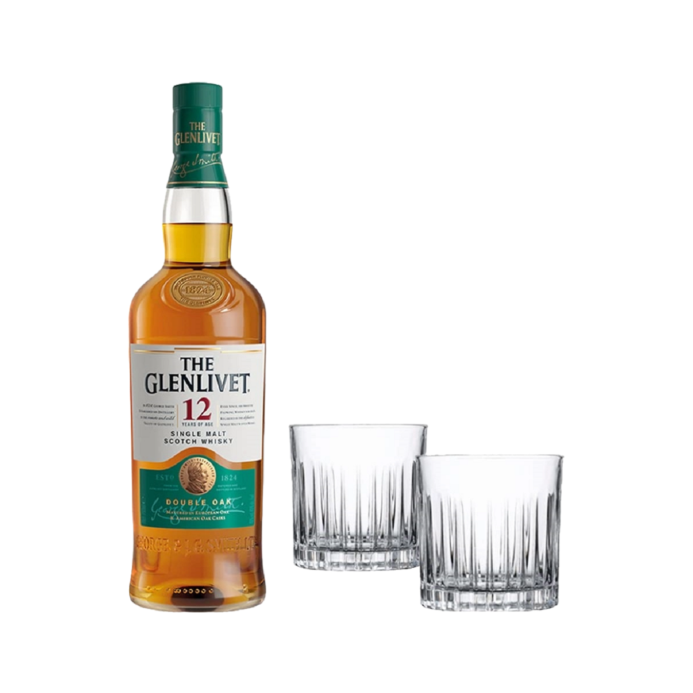 Glenlivet Giftset| Glenliviet 12 Year Old 700mL +  2 Glasses (New)