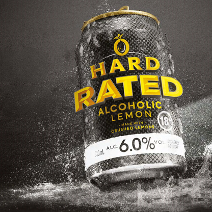 Hard Rated Alcoholic Lemon 6% 10 Pack 330mL Cans(New)