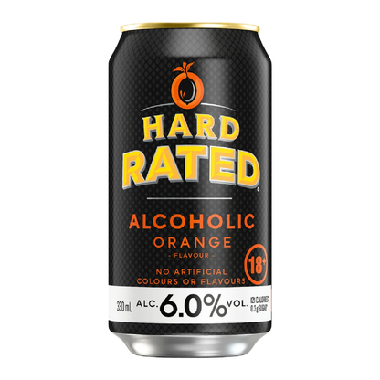 Hard Rated Orange 6% 6 Pack 330mL Cans (New)