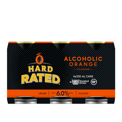 Hard Rated Orange 6% 6 Pack 330mL Cans (New)