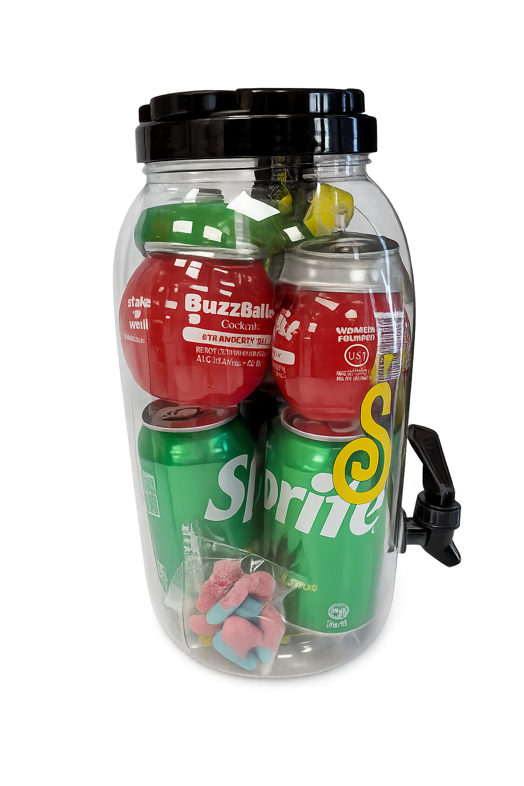 Cocktail Bucket with BuzzBallz, Jello Shots, Popping Candy & Mixing Drinks (Makes 4 Alcoholic Cocktails) (New) (TLT-MS)