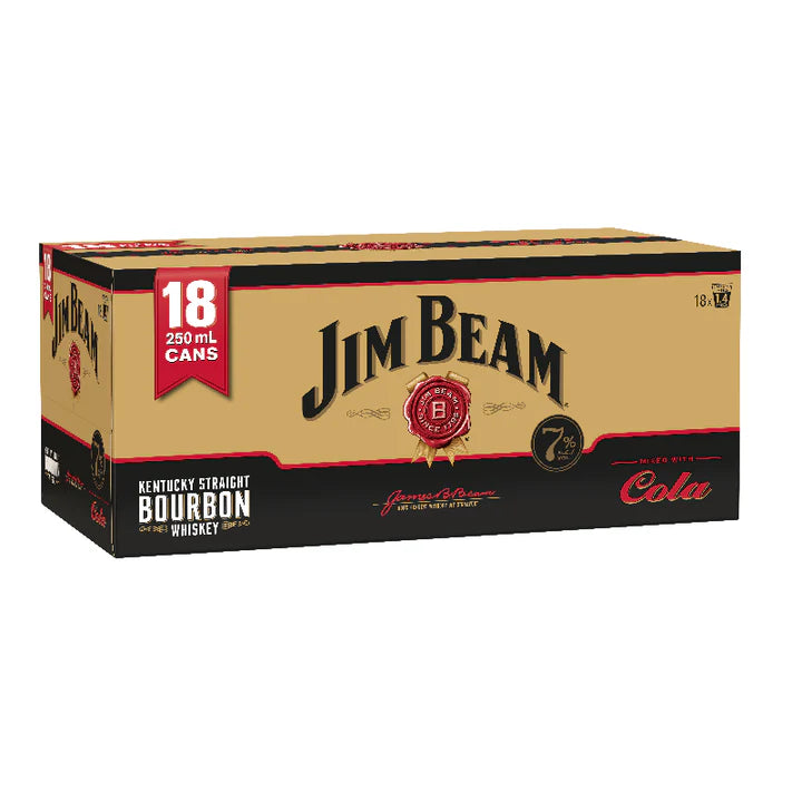 Jim Beam Cola 7% 18 Pack 250mL Cans  (HO-BS) Hybrid